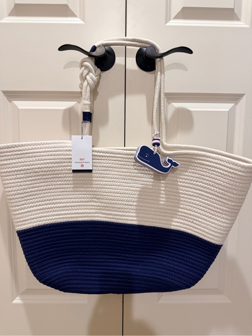 Vineyard Vines for Target Navy and Cream Rope Tote Bag NWT